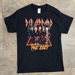 Def‎ Leppard Tour 2020 T-Shirt Gildan Heavy Cotton Black Medium Mens